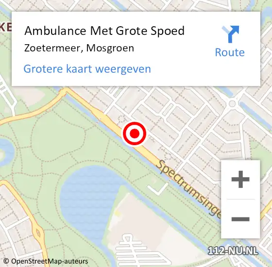 Locatie op kaart van de 112 melding: Ambulance Met Grote Spoed Naar Zoetermeer, Mosgroen op 14 juli 2024 12:13