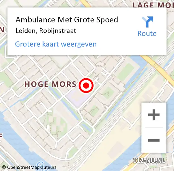 Locatie op kaart van de 112 melding: Ambulance Met Grote Spoed Naar Leiden, Robijnstraat op 14 juli 2024 12:20