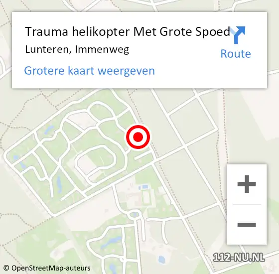 Locatie op kaart van de 112 melding: Trauma helikopter Met Grote Spoed Naar Lunteren, Immenweg op 14 juli 2024 12:27