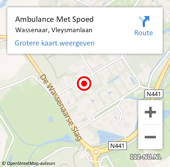 Locatie op kaart van de 112 melding: Ambulance Met Spoed Naar Wassenaar, Vleysmanlaan op 14 juli 2024 12:34