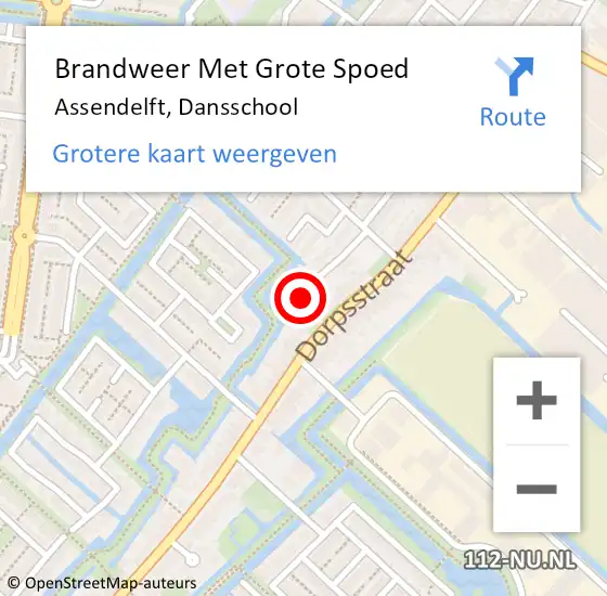 Locatie op kaart van de 112 melding: Brandweer Met Grote Spoed Naar Assendelft, Dansschool op 14 juli 2024 12:35