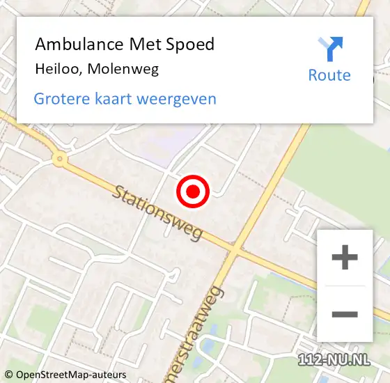 Locatie op kaart van de 112 melding: Ambulance Met Spoed Naar Heiloo, Molenweg op 14 juli 2024 12:36