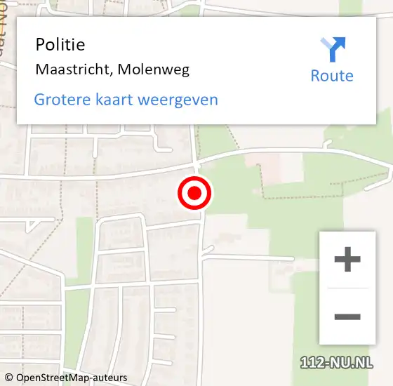 Locatie op kaart van de 112 melding: Politie Maastricht, Molenweg op 14 juli 2024 12:38