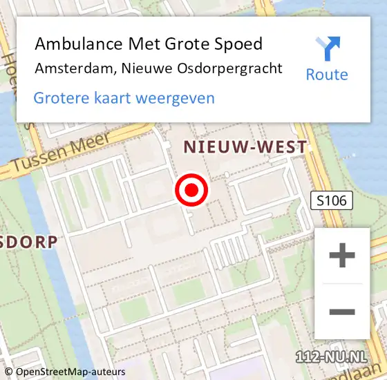 Locatie op kaart van de 112 melding: Ambulance Met Grote Spoed Naar Amsterdam, Nieuwe Osdorpergracht op 14 juli 2024 12:52