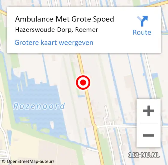 Locatie op kaart van de 112 melding: Ambulance Met Grote Spoed Naar Hazerswoude-Dorp, Roemer op 14 juli 2024 13:00