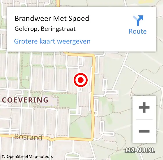 Locatie op kaart van de 112 melding: Brandweer Met Spoed Naar Geldrop, Beringstraat op 14 juli 2024 13:00