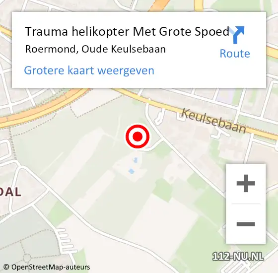 Locatie op kaart van de 112 melding: Trauma helikopter Met Grote Spoed Naar Roermond, Oude Keulsebaan op 14 juli 2024 13:01