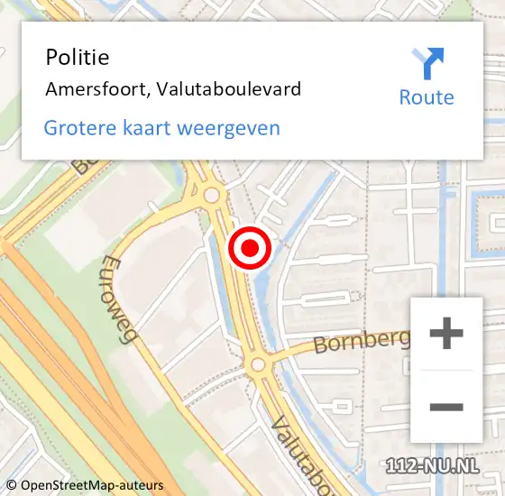 Locatie op kaart van de 112 melding: Politie Amersfoort, Valutaboulevard op 14 juli 2024 13:08