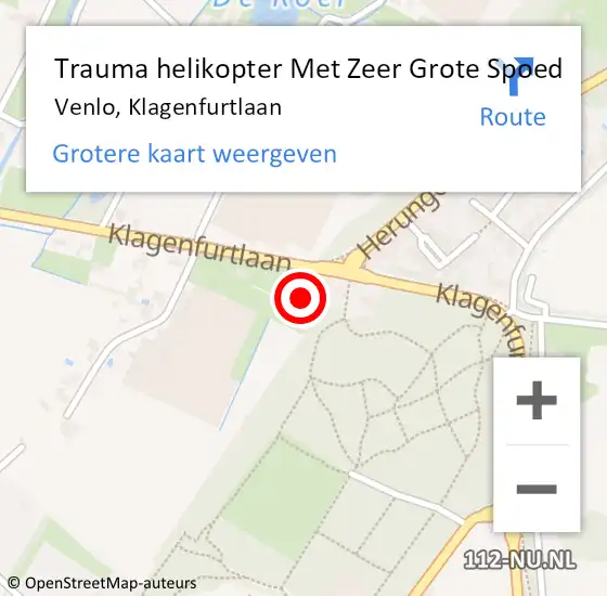 Locatie op kaart van de 112 melding: Trauma helikopter Met Zeer Grote Spoed Naar Venlo, Klagenfurtlaan op 14 juli 2024 13:18