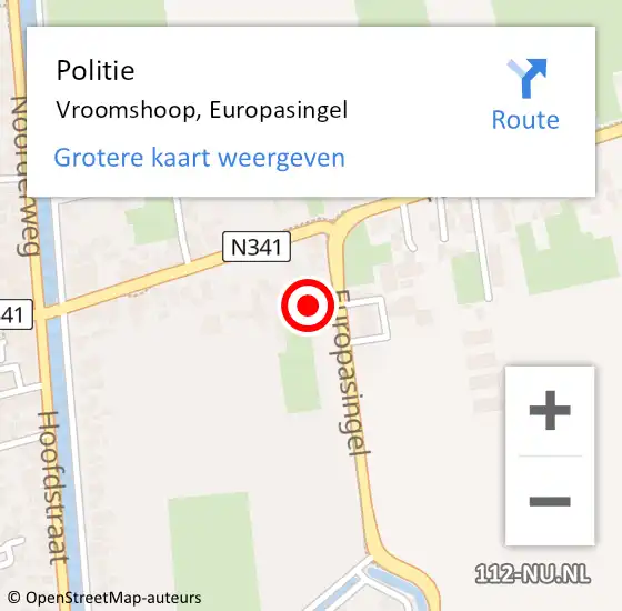 Locatie op kaart van de 112 melding: Politie Vroomshoop, Europasingel op 14 juli 2024 13:24