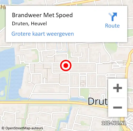 Locatie op kaart van de 112 melding: Brandweer Met Spoed Naar Druten, Heuvel op 14 juli 2024 13:40