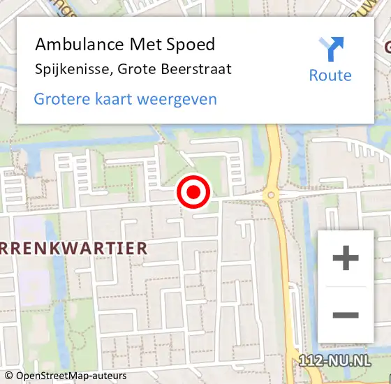 Locatie op kaart van de 112 melding: Ambulance Met Spoed Naar Spijkenisse, Grote Beerstraat op 14 juli 2024 13:53