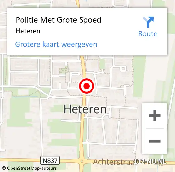 Locatie op kaart van de 112 melding: Politie Met Grote Spoed Naar Heteren op 14 juli 2024 13:57