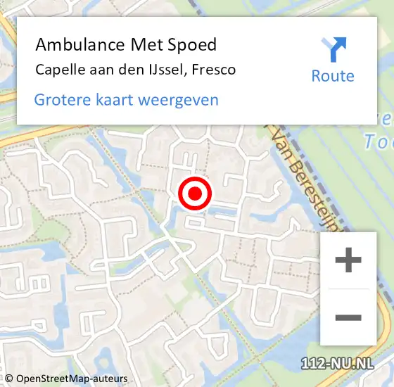 Locatie op kaart van de 112 melding: Ambulance Met Spoed Naar Capelle aan den IJssel, Fresco op 14 juli 2024 13:58