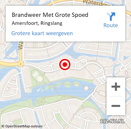 Locatie op kaart van de 112 melding: Brandweer Met Grote Spoed Naar Amersfoort, Ringslang op 14 juli 2024 14:15