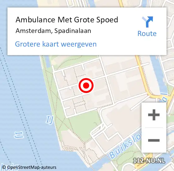 Locatie op kaart van de 112 melding: Ambulance Met Grote Spoed Naar Amsterdam, Spadinalaan op 14 juli 2024 14:17