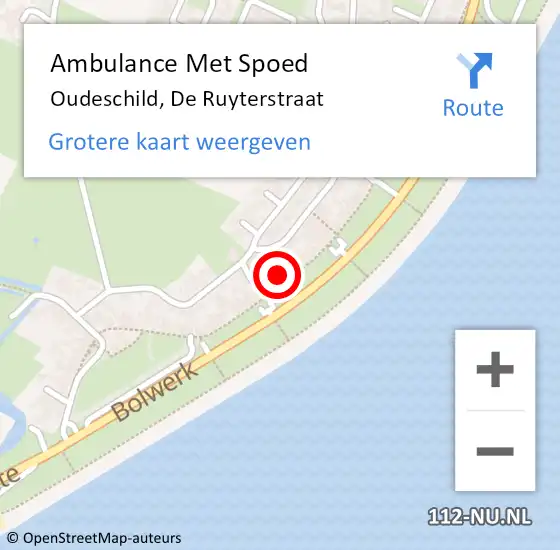 Locatie op kaart van de 112 melding: Ambulance Met Spoed Naar Oudeschild, De Ruyterstraat op 14 juli 2024 14:38