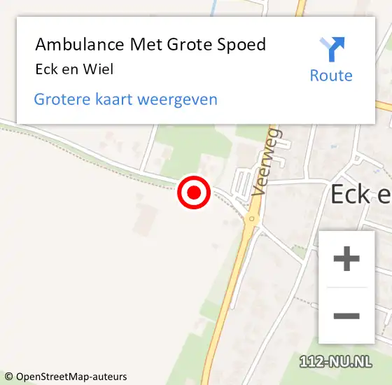 Locatie op kaart van de 112 melding: Ambulance Met Grote Spoed Naar Eck en Wiel op 14 juli 2024 14:56