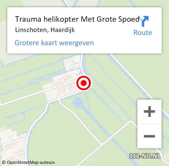 Locatie op kaart van de 112 melding: Trauma helikopter Met Grote Spoed Naar Linschoten, Haardijk op 14 juli 2024 15:00