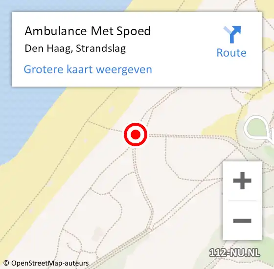 Locatie op kaart van de 112 melding: Ambulance Met Spoed Naar Den Haag, Strandslag op 14 juli 2024 15:16