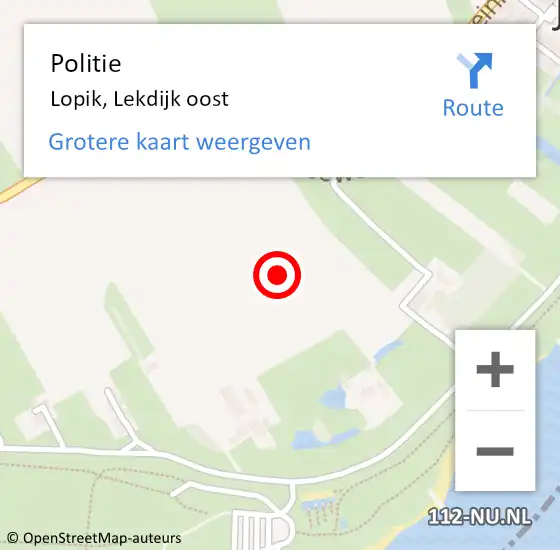 Locatie op kaart van de 112 melding: Politie Lopik, Lekdijk oost op 14 juli 2024 15:20