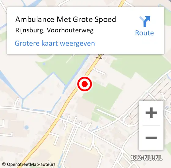 Locatie op kaart van de 112 melding: Ambulance Met Grote Spoed Naar Rijnsburg, Voorhouterweg op 14 juli 2024 15:27