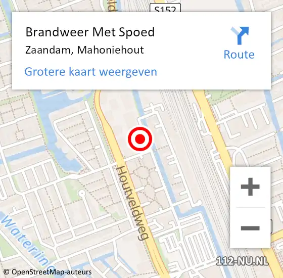 Locatie op kaart van de 112 melding: Brandweer Met Spoed Naar Zaandam, Mahoniehout op 14 juli 2024 15:59