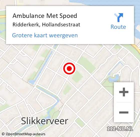 Locatie op kaart van de 112 melding: Ambulance Met Spoed Naar Ridderkerk, Hollandsestraat op 14 juli 2024 16:04