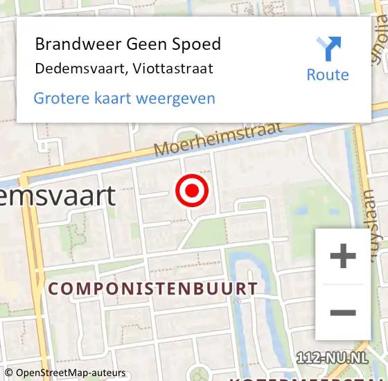 Locatie op kaart van de 112 melding: Brandweer Geen Spoed Naar Dedemsvaart, Viottastraat op 14 juli 2024 16:09