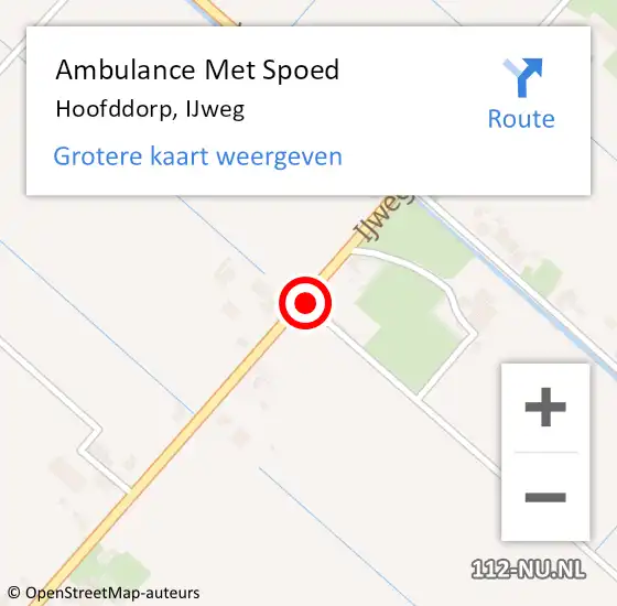 Locatie op kaart van de 112 melding: Ambulance Met Spoed Naar Hoofddorp, IJweg op 14 juli 2024 16:44