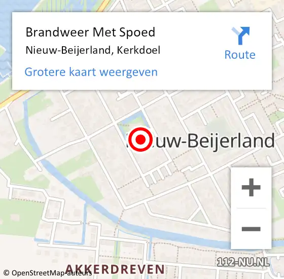 Locatie op kaart van de 112 melding: Brandweer Met Spoed Naar Nieuw-Beijerland, Kerkdoel op 14 juli 2024 17:15