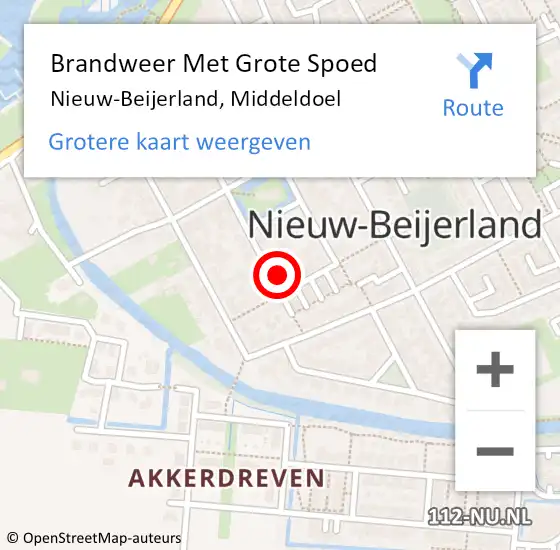 Locatie op kaart van de 112 melding: Brandweer Met Grote Spoed Naar Nieuw-Beijerland, Middeldoel op 14 juli 2024 17:16