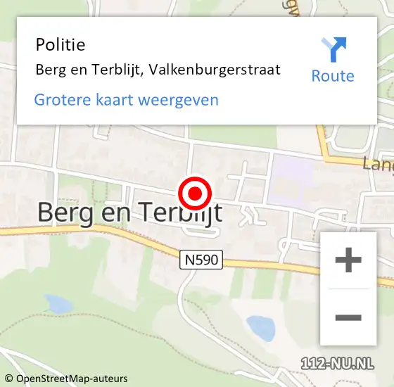 Locatie op kaart van de 112 melding: Politie Berg en Terblijt, Valkenburgerstraat op 14 juli 2024 17:18