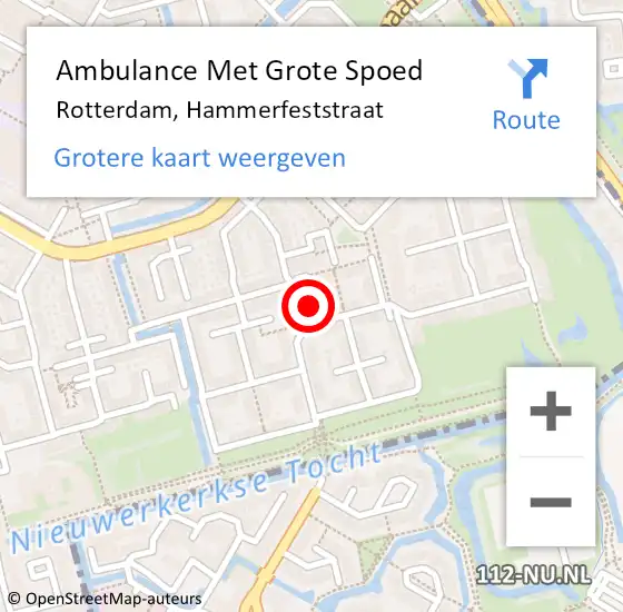 Locatie op kaart van de 112 melding: Ambulance Met Grote Spoed Naar Rotterdam, Hammerfeststraat op 14 juli 2024 17:20