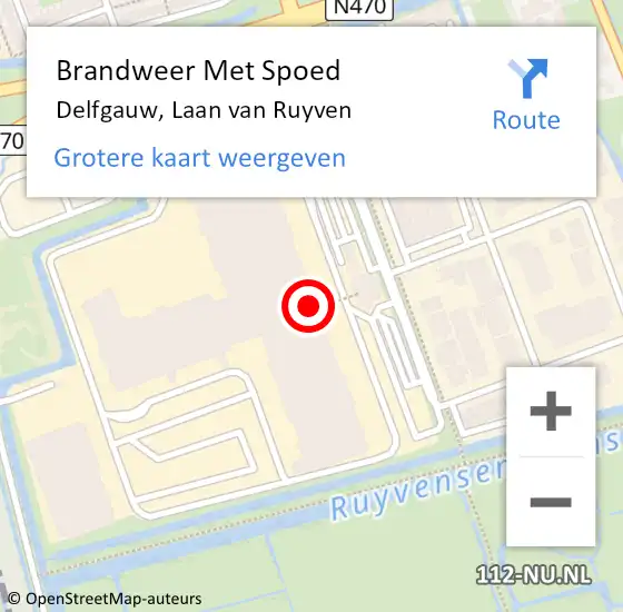 Locatie op kaart van de 112 melding: Brandweer Met Spoed Naar Delfgauw, Laan van Ruyven op 14 juli 2024 17:21