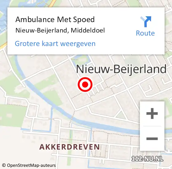 Locatie op kaart van de 112 melding: Ambulance Met Spoed Naar Nieuw-Beijerland, Middeldoel op 14 juli 2024 17:33