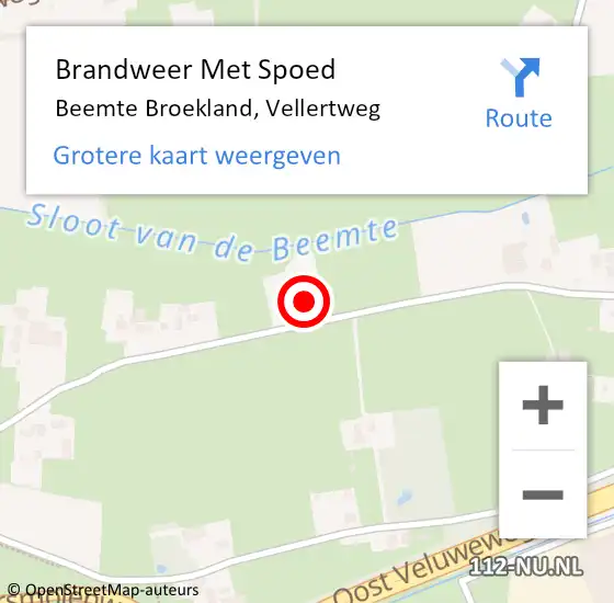 Locatie op kaart van de 112 melding: Brandweer Met Spoed Naar Beemte Broekland, Vellertweg op 14 juli 2024 17:56