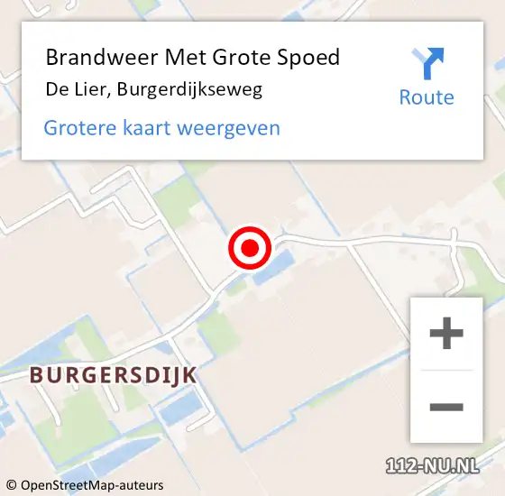 Locatie op kaart van de 112 melding: Brandweer Met Grote Spoed Naar De Lier, Burgerdijkseweg op 14 juli 2024 17:58