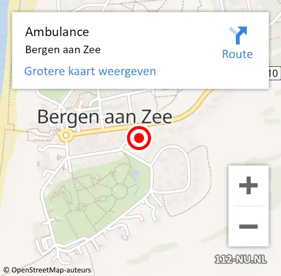 Locatie op kaart van de 112 melding: Ambulance Bergen aan Zee op 14 juli 2024 18:08