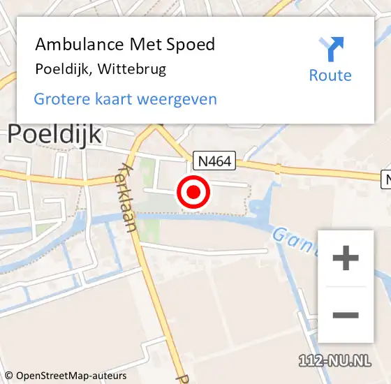 Locatie op kaart van de 112 melding: Ambulance Met Spoed Naar Poeldijk, Wittebrug op 14 juli 2024 18:13