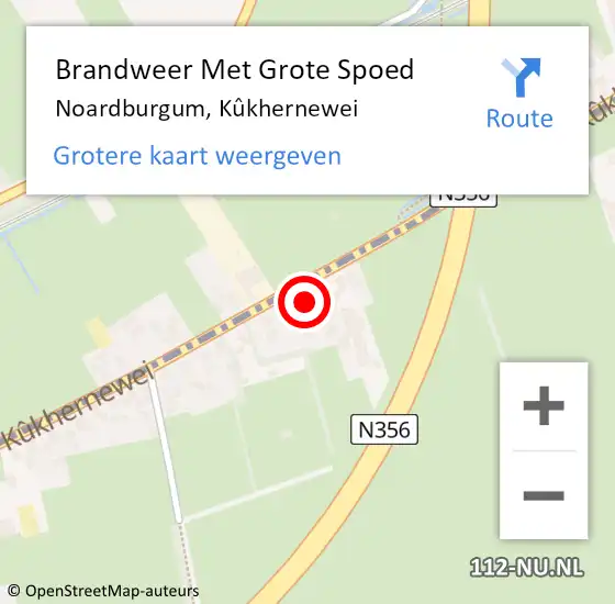 Locatie op kaart van de 112 melding: Brandweer Met Grote Spoed Naar Noardburgum, Kûkhernewei op 14 juli 2024 18:17