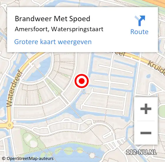 Locatie op kaart van de 112 melding: Brandweer Met Spoed Naar Amersfoort, Waterspringstaart op 14 juli 2024 18:19