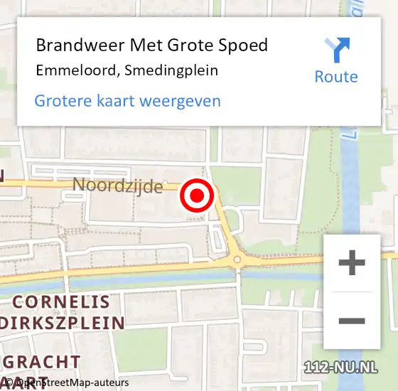 Locatie op kaart van de 112 melding: Brandweer Met Grote Spoed Naar Emmeloord, Smedingplein op 14 juli 2024 18:46