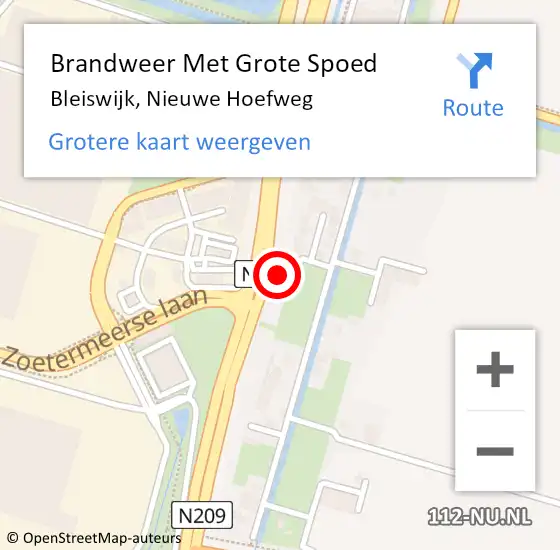 Locatie op kaart van de 112 melding: Brandweer Met Grote Spoed Naar Bleiswijk, Nieuwe Hoefweg op 14 juli 2024 18:58