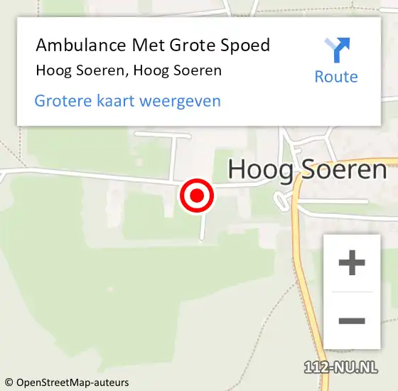 Locatie op kaart van de 112 melding: Ambulance Met Grote Spoed Naar Hoog Soeren, Hoog Soeren op 14 juli 2024 19:04