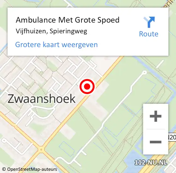 Locatie op kaart van de 112 melding: Ambulance Met Grote Spoed Naar Vijfhuizen, Spieringweg op 14 juli 2024 19:34