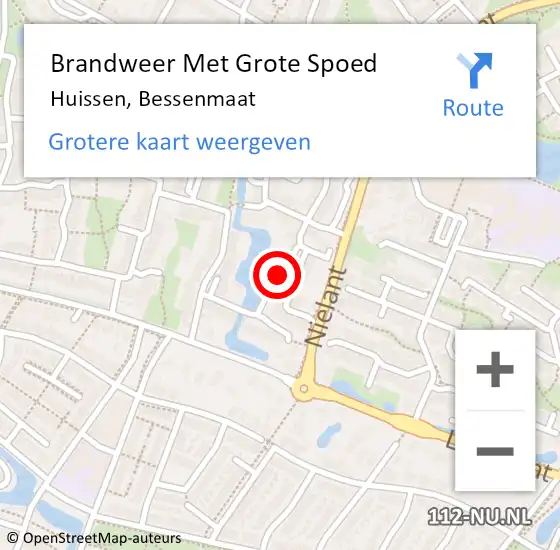 Locatie op kaart van de 112 melding: Brandweer Met Grote Spoed Naar Huissen, Bessenmaat op 14 juli 2024 19:44