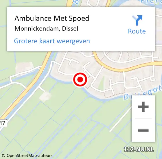 Locatie op kaart van de 112 melding: Ambulance Met Spoed Naar Monnickendam, Dissel op 14 juli 2024 20:24