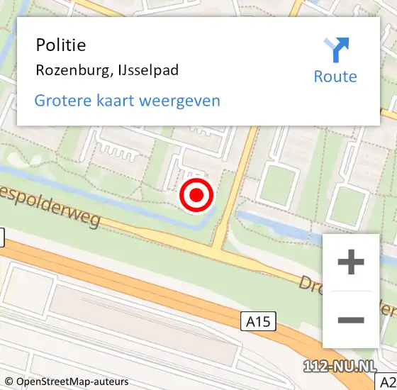 Locatie op kaart van de 112 melding: Politie Rozenburg, IJsselpad op 14 juli 2024 20:42