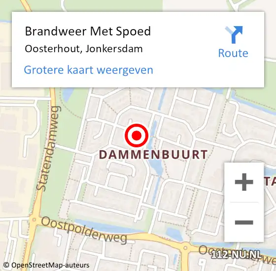 Locatie op kaart van de 112 melding: Brandweer Met Spoed Naar Oosterhout, Jonkersdam op 14 juli 2024 20:58